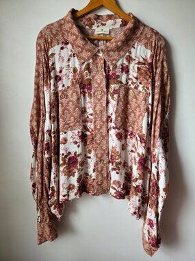NWOT URBAN DAIZY FLORAL BOHO OVERSIZED COTTAGE CORE SHIRT TOP SIZE L